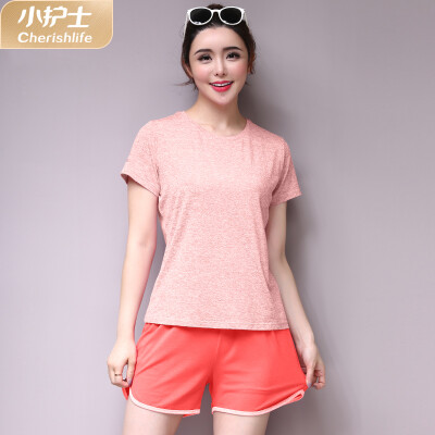 

Little nurse pajamas female summer thin section short sleeve modal sports underwear set simple breathable home service JDT014 light orange 175XL