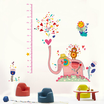 

Ink fish height stickers pink elephant 6090cm7475 Childrens room wall baby decoration wallpaper self-adhesive height wall stickers cartoon animation wall decoration wall stickers can be removed
