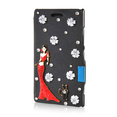 

MOONCASE Luxury Flower Crystal Leather Side Flip Wallet Pouch ЧЕХОЛ ДЛЯ Nokia Lumia 925