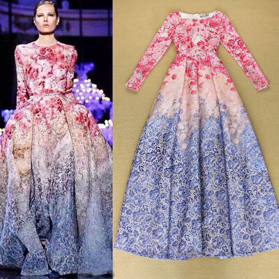 

Lovaru ™ Высокое качество длинными рукавами Цветочные печатных платье выпускного вечера знаменитости партия длинное платье