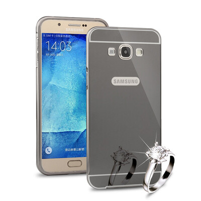 

MOONCASE Metal Frame Edge Mirror Back 2 in 1 Thin Case Cover for Samsung Galaxy A8