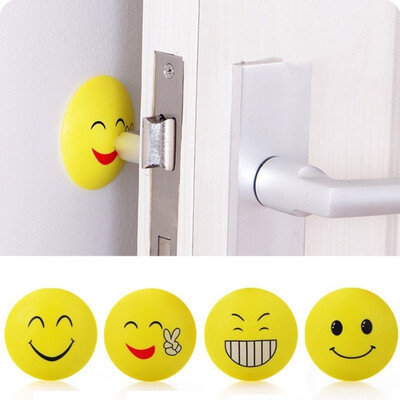 

3pcs Smiley face Self Adhesive door protector Door Handle Bumpers Buffer Guard Stoppers wall Stickers Rubber Crash Pad