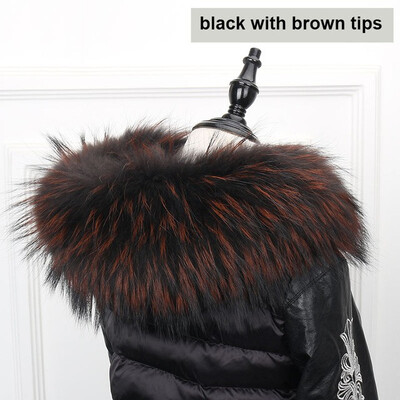 

MSMinShu Big Fur Collar Genuine Raccoon Fur Hood Trim Scarf Black Color Hoodie Fur Trim Fox Fur Collar Scarf Custom Made
