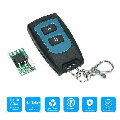 

433Mhz Universal Wide Voltage DC 7V-36V Super Mini Body Wireless Remote Control Switch Receiver Module 10A Relay And 5PCS 2 Key RF