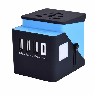 

International Travel Adapter with 24A 3 USB Type C Charger Universal AC Socket Wall Outlet Plugs for European UK US AU & Asia