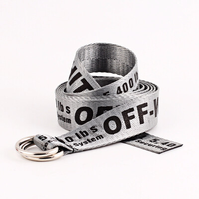 

Women Fashion And Leisure Alphabetic printing Double ring buckle Canvas belt