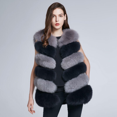 

Womens Winter natural Fox Fur jackets female fur coat Real fur vest Warm Discount 2018 New warm H6X-65C