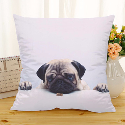 

Cntomlv Hot Selling Wearing Hat Pug Home Decorative Sofa Cushion Throw Pillow Case Cotton Linen Square Pillows cushion cover