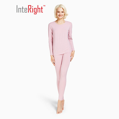 

INTERIGHT Qiuyi Qiuku Womens round neck stretch thermal underwear set black XL