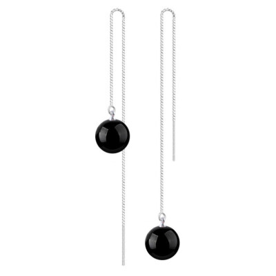 

High Quality Black Red Stone Long Dangle Earring For Women Vintage Fashion Jewelry White Gold Plated Accessories B113