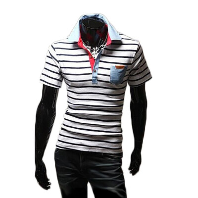 

Zogaa Mens Polo Shirt Stripes Slim All-matching