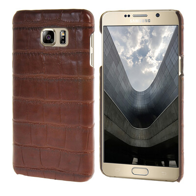 

MOONCASE Case for Samsung Galaxy Note 5 Crocodile Skin Hard Rubber Back Cover Brown