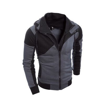 

Zogaa New Mens Hoodie Color Matching Slim Cardigan