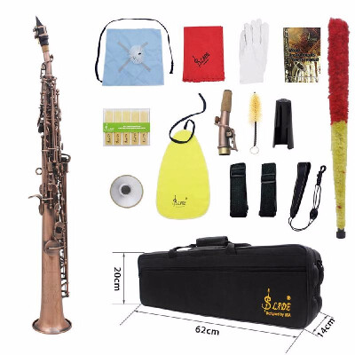 

Woodwind Instrument Abalone Shell Key Carve Pattern Bb Soprano Saxophone Sax Woodwind Instrument with Cleaning Kits