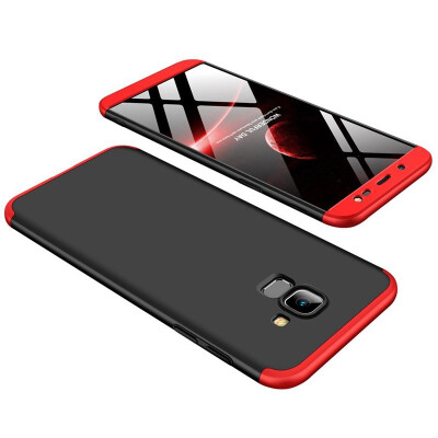 

MOONCASE Three-parts structure design Full Protection Hard Plastic Combination Case for Samsung Galaxy J6 2018 Black Red