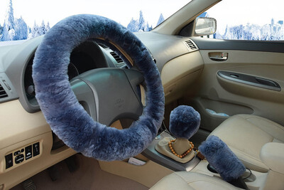 

KAWOSEN 1 Set 3 Pcs Winter Warm Wool Steering Wheel Cover Handbrake Cover Gear Shift Cover 38cm diameter Cute Wool Cover WSWS02