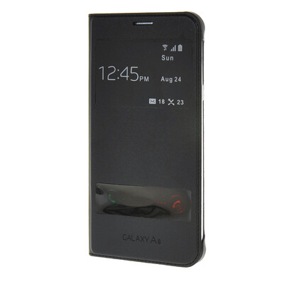 

MOONCASE Samsung Galaxy A8 Case View Slim Leather Flip Pouch Cover Black