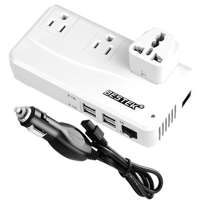 

BESTEK inverter MRI3012BU red 12V turn 220V 200W continuous output car power adapter USB auto