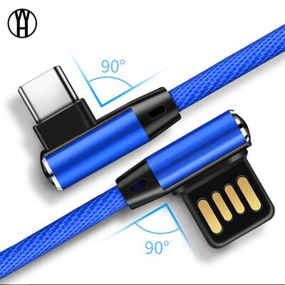 

WH Elbow 90 degree For Xiaomi mi8 Type C cable one plus 6 Double-sided Plug Data USB Cable Fast Charging for Samsung A8 s9