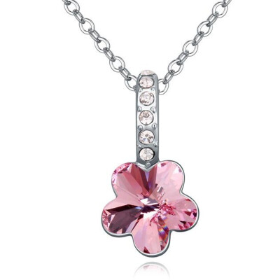 

Crystal Plum Pendant Necklace Made With Austrian Crystals From Swa Elements For Women Gift White Gold Plated 17544