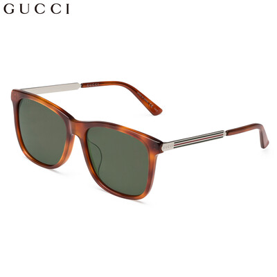 

GUCCI Gucci eyewear Asian version mens sunglasses plate full frame sunglasses GG0078SK-005 Havana frame ink green lens 56mm