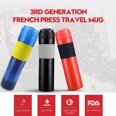 

Leak-proofing Bottle 300ML Coffee Pot Outdoor Travel Vacuum Coffee Plunger Bottle Portable Leak-Proof Coffee Mug With Filter Porta