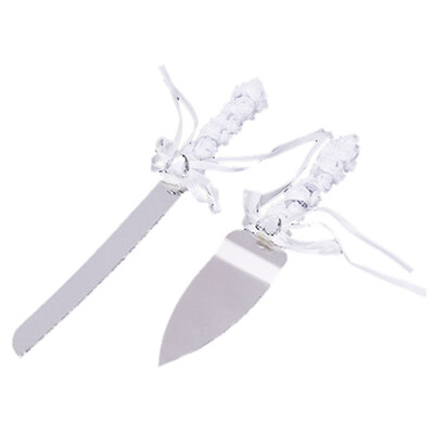 

UpperX 1 set of 2 silver stainless steel bow knees love lace cutlery cutlery wedding supplies cake knife set