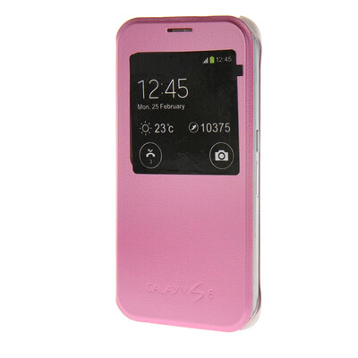 

MOONCASE Transparent Flip Pouch view window Leather Wallet чехол для Samsung Galaxy S6 Pink