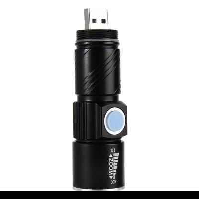 

3 Mode USB Flashlight Rechargeable Lithium Battery LED Torch lighted continuously for about 12 hours