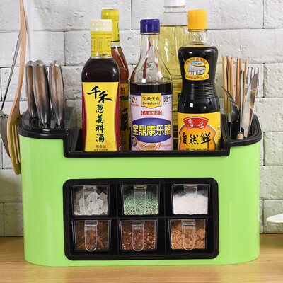 

Visitor FK multi-function kitchen rack seasoning box finishing box combination plastic storage box spice box storage box sauce storage rack green