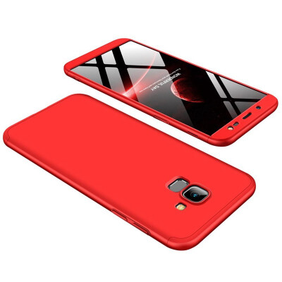 

MOONCASE Three-parts structure design Full Protection Hard Plastic Combination Case for Samsung Galaxy J6 2018 Red