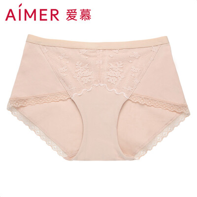 

Amour underwear cotton soft no trace waist flat pants cotton lace side solid color womens underwear AM230651 skin pink 175XXL