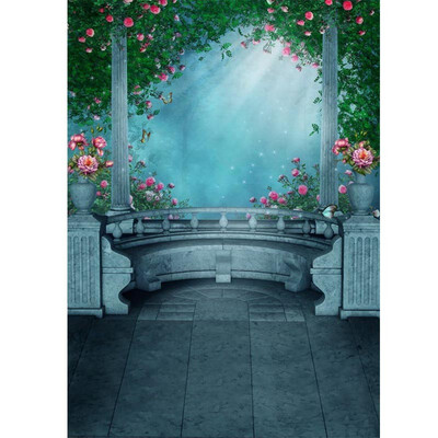 

Stone Pillar Blue Fog Photo Backdrop 57FT Vinyl Fabric Cloth Digital Printing Photo Background s-702