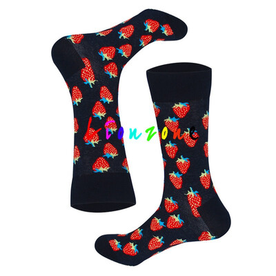 

LIONZONE Brand Designer Happy Socks Women Plus Size With Banana Pear Fruit Smiling face Patterns Coloured Unisex Crew Socks