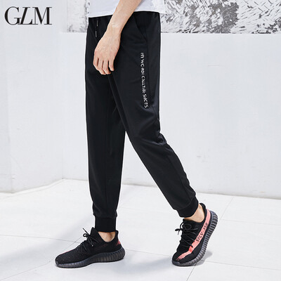 

GLM mens 2018 autumn new pants mens trousers youth embroidery pants sports pants mens casual pants black XXL