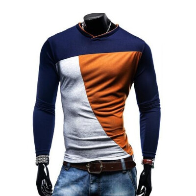 

Zogaa Men's T-Shirt Fashion Patchwork V-neck Slim