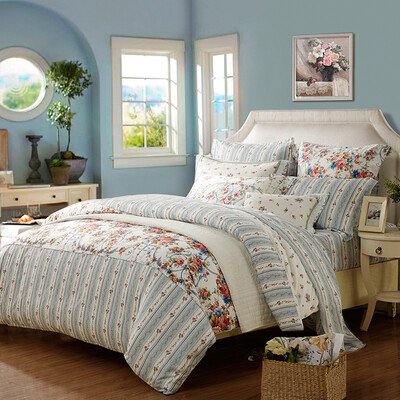

Miaojiao Home Textiles MENDALE Bedding Set Cotton Printed Four-piece Sheets Enclosures Rococo Afternoon Tea 15m Bed 200 230cm