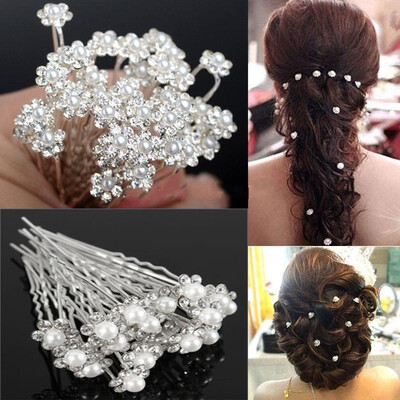 

20Pcs Crystal Pearl Flower Bridal Wedding Hairpins Bridesmaid Hair Clips Hair Accessories For Women Barrettes