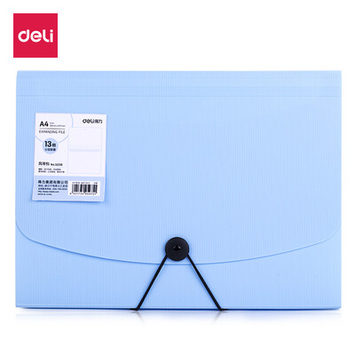 

Deli deli 13 grid rope design colorful organ bag file package A4 transaction package student test paper package blue 5238