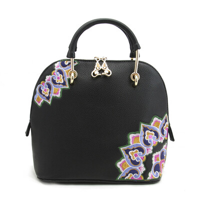 

Fashion leather ethnic embroidery bag shell style women messenger bags small famous brand leather embroidered bags tote bag