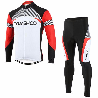 

Padded Shorts TOMSHOO Spring Autumn Men Cycling Clothing Set Sportswear Road Mountain Bicycle Bike Outdoor Full Zip Long Sleeve Cy