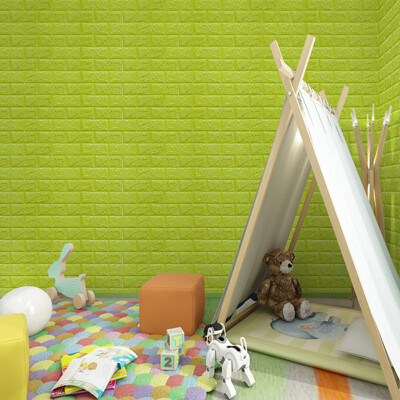 

Jing Hui Si Chuang JH0926 wallpaper self-adhesive 3d stereo bedroom warm wallpaper kindergarten decoration thick stickers waterproof anti-collision dormitory decorative brick pattern fresh green