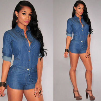 

Women Ladies Jeans Clubwear Playsuit Bodycon Party Jumpsuit Slim Romper Trousers