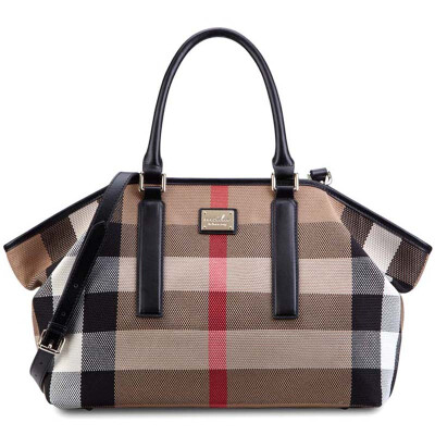 

Everyday (MEIDU) fashion plaid striped wild ladies package Europe and the United States trend of the new single shoulder portable diagonal canvas with large bag MWB141106 black and white bar