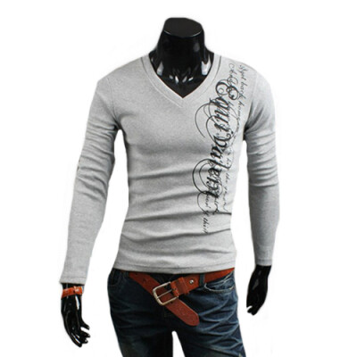 

CT&HF Men Fashion Leisure T-Shirt Printed Cotton V-Neck Tops Hot Selling Creative Design Tops Temperament T-Shirt For Men