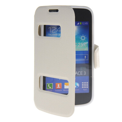 

MOONCASE View Window Leather Side Flip Pouch Stand Shell Back Case Cover for Samsung Galaxy Ace 3 S7270 / S7272 White