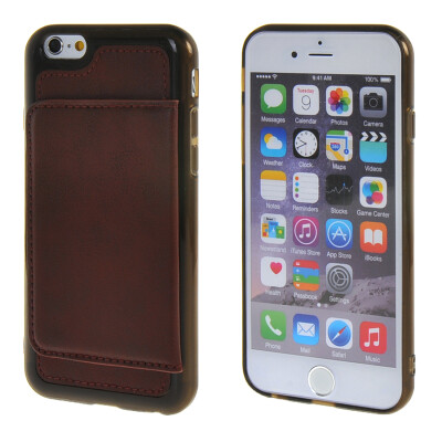 

MOONCASE iPhone 6 (4.7") Leather Skin Card Case + Silicone Gel TPU Slim Durable Case Cover for Apple iPhone 6 (4.7") Claret