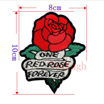 

1 Pcs Top Patches Iron-on Sew-on Red Rose Flower Embroidery Patch Motif Applique Children Women DIY Clothes Sticker Wedding