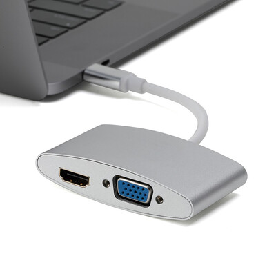 

USB Type C to HDMI VGA Adapter Male to Female Type-C Converter Audio Video Cable for Macbook