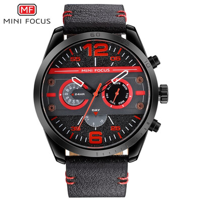 

MINI FOCUS Fashion Leather Strap Sport Men Quartz Watch MF0068G